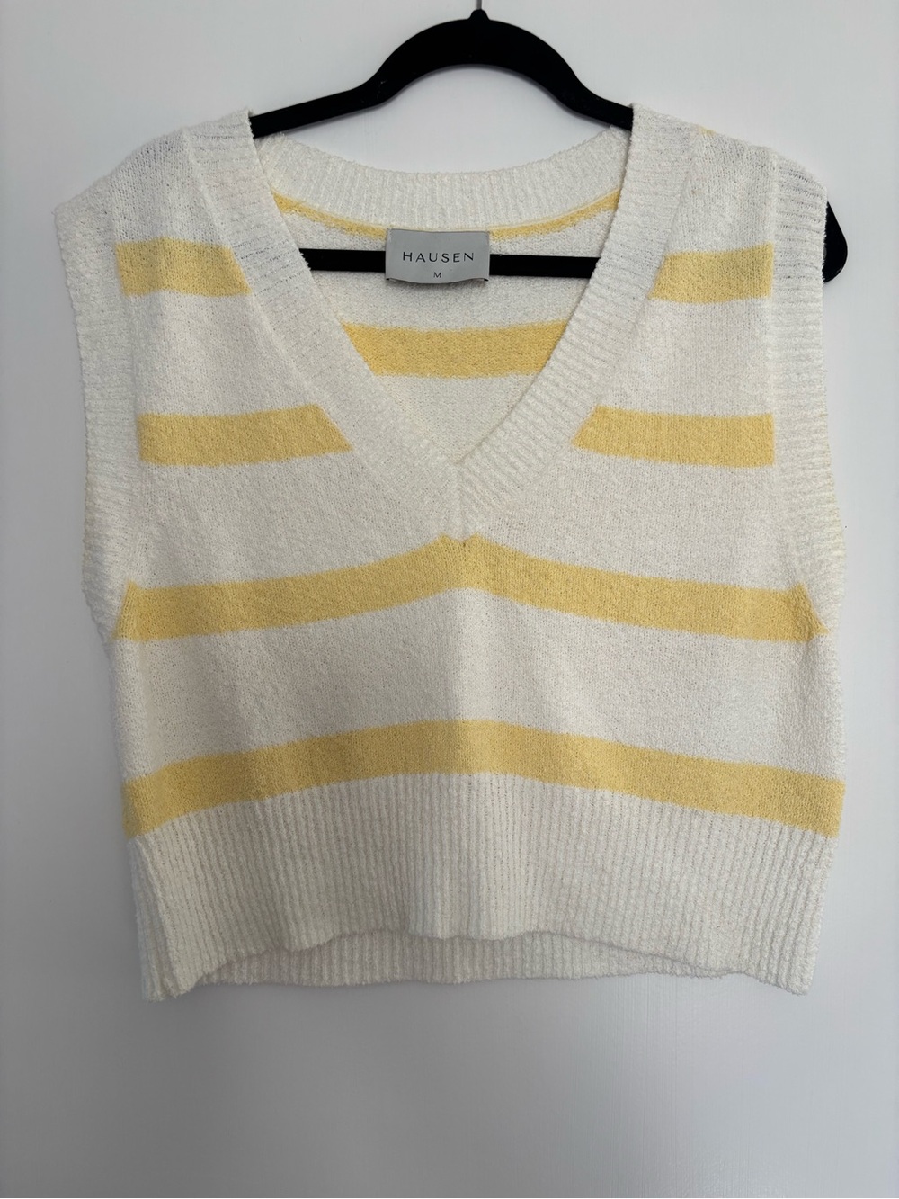 Hausen Cream & Yellow Striped V-Neck Tank